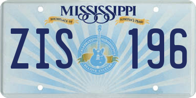 MS license plate ZIS196