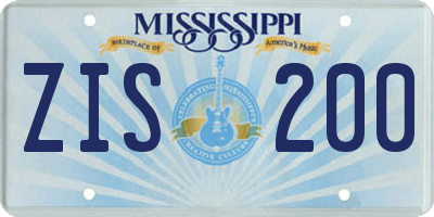 MS license plate ZIS200