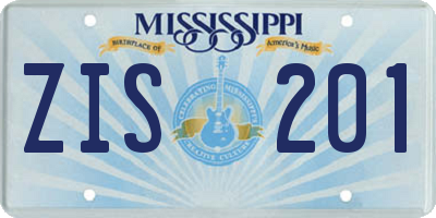 MS license plate ZIS201