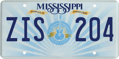 MS license plate ZIS204