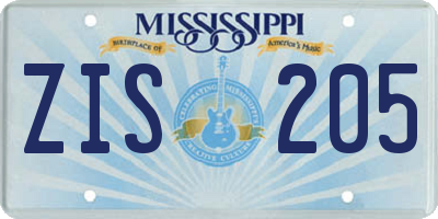 MS license plate ZIS205