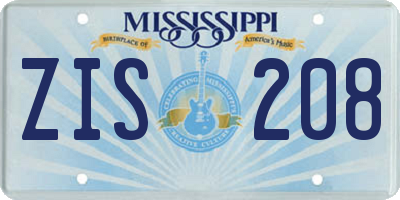 MS license plate ZIS208