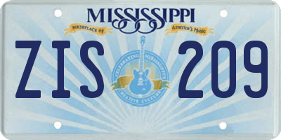 MS license plate ZIS209