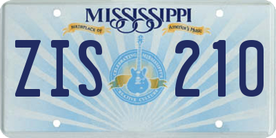 MS license plate ZIS210