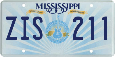 MS license plate ZIS211