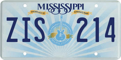 MS license plate ZIS214