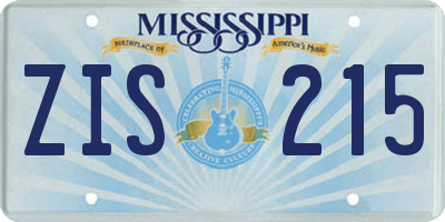 MS license plate ZIS215