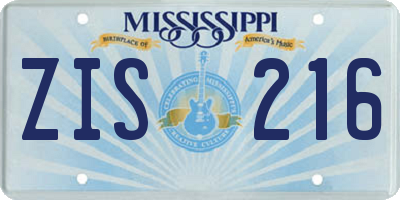 MS license plate ZIS216