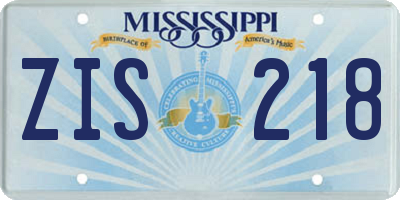 MS license plate ZIS218
