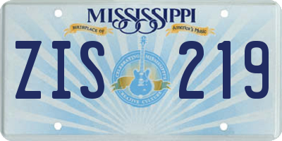 MS license plate ZIS219