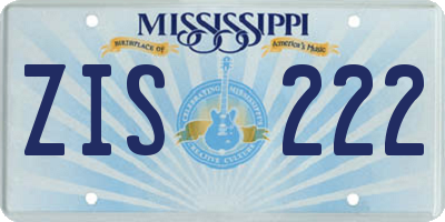 MS license plate ZIS222