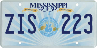 MS license plate ZIS223