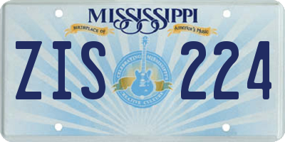 MS license plate ZIS224