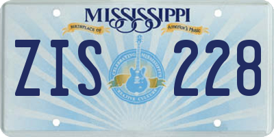 MS license plate ZIS228