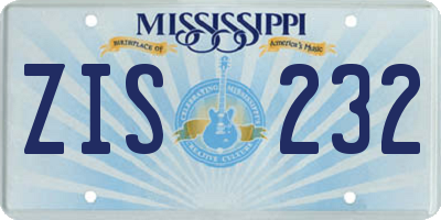 MS license plate ZIS232
