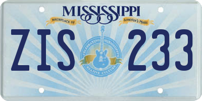 MS license plate ZIS233