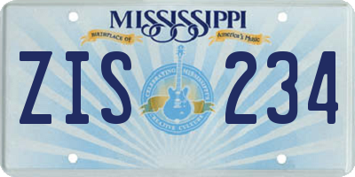 MS license plate ZIS234