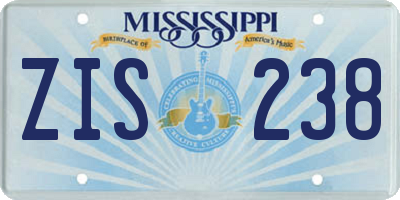 MS license plate ZIS238