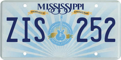 MS license plate ZIS252
