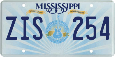 MS license plate ZIS254