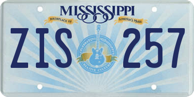 MS license plate ZIS257