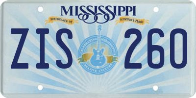 MS license plate ZIS260