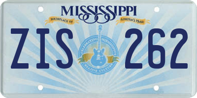 MS license plate ZIS262