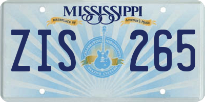 MS license plate ZIS265
