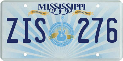 MS license plate ZIS276