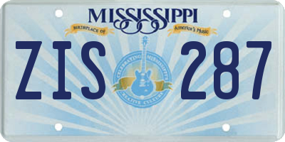 MS license plate ZIS287