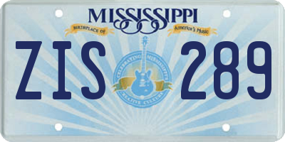 MS license plate ZIS289