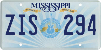 MS license plate ZIS294
