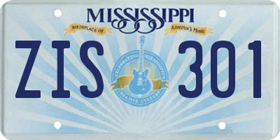 MS license plate ZIS301