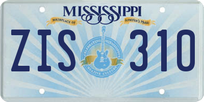 MS license plate ZIS310