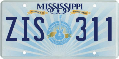 MS license plate ZIS311