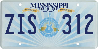 MS license plate ZIS312