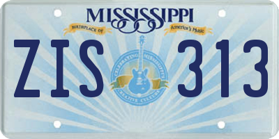 MS license plate ZIS313