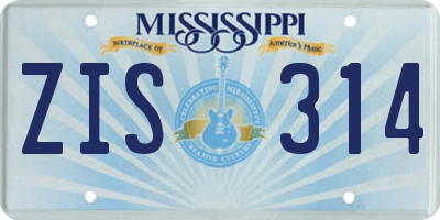 MS license plate ZIS314