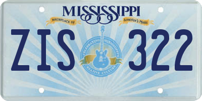 MS license plate ZIS322