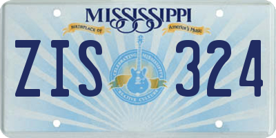 MS license plate ZIS324