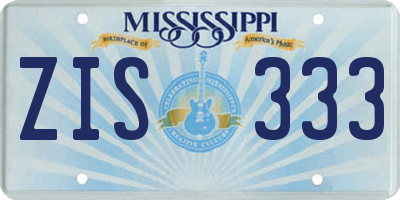MS license plate ZIS333