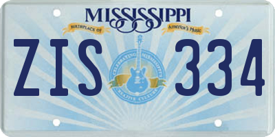 MS license plate ZIS334