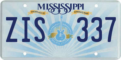 MS license plate ZIS337