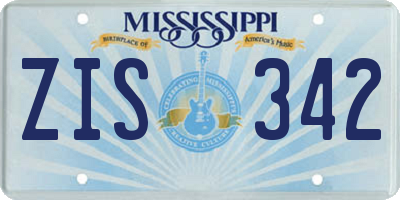 MS license plate ZIS342
