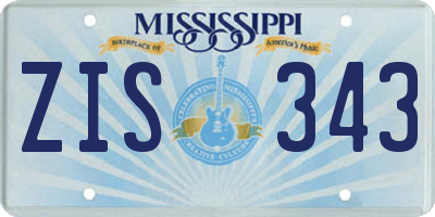 MS license plate ZIS343