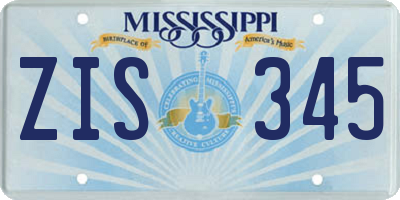 MS license plate ZIS345