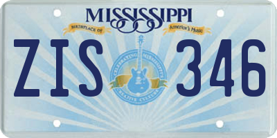 MS license plate ZIS346