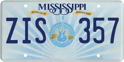 MS license plate ZIS357