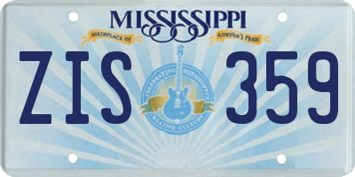 MS license plate ZIS359