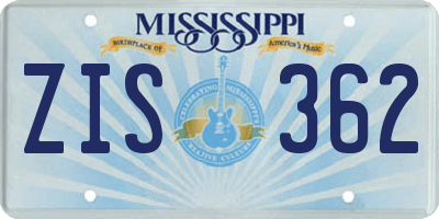 MS license plate ZIS362